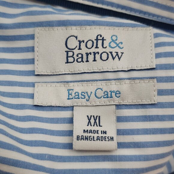 Croft & Barrow Easy Care Blue Stripe SS Button Up Cotton Poly Dress Shirt Sz XXL - Picture 14 of 16